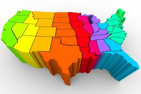 multi-colored map of united states regions