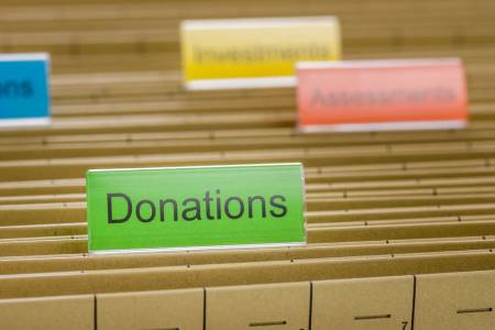 Tabbed folder labeled Donations