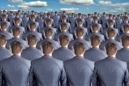 identical businessmen clones